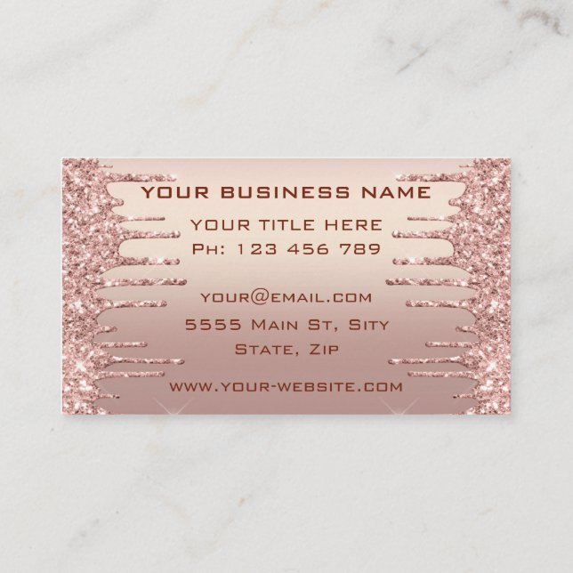 Rose Gold Glitzer Business Card mit QR Code Visitenkarte (Rückseite)