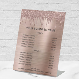 Rose Gold Glitzer Business Price List Sockelschild