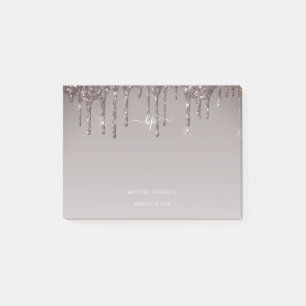 Rose Gold Glitzer Business Staff Monogram Post-it Klebezettel