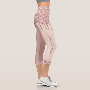 Rose Gold Glitzer Capri Leggings mit benutzerdefin
