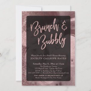 Rose Gold Glitzer Champagne Brunch & Bubble Einladung