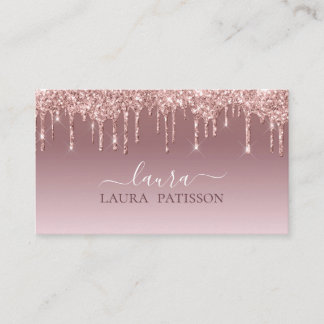 Rose Gold Glitzer Chic-Skript mit Monogramm Visitenkarte