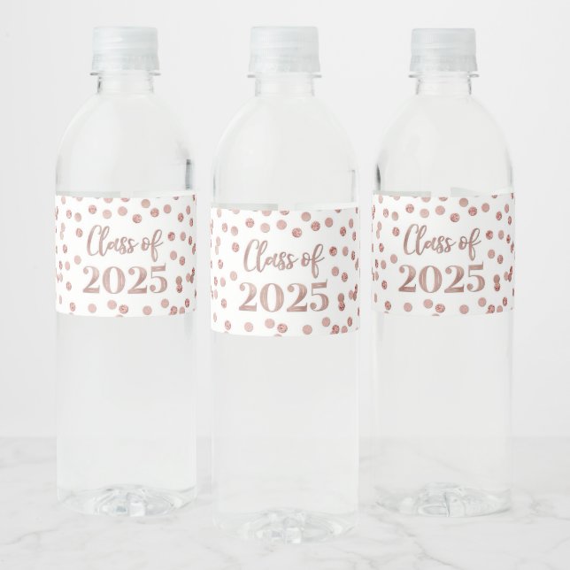 Rose Gold Glitzer Class 2025 Abschluss (Flaschen)
