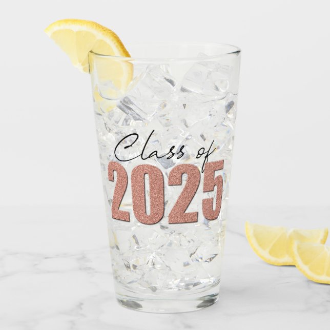 Rose Gold Glitzer Class 2025 Glas (Vorderseite Ice)