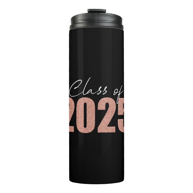 Rose Gold Glitzer Class 2025 Thermosbecher (Vorderseite)