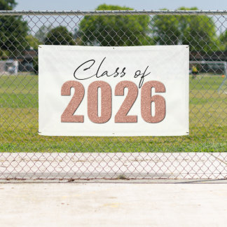 Rose Gold Glitzer Class 2026 Banner