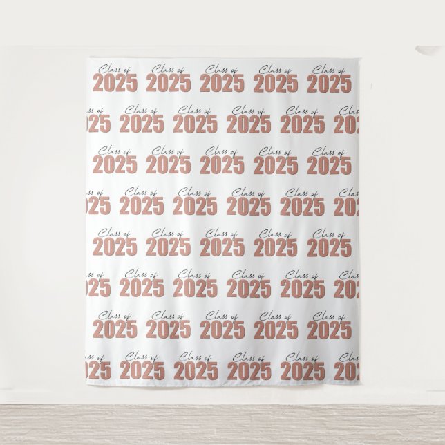 Rose Gold Glitzer Class of 2025 Foto Backdrop Wandteppich (Vorderseite)
