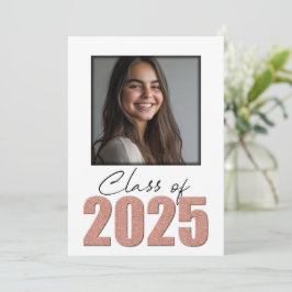 Rose Gold Glitzer Class of 2025 Foto Open House Einladung
