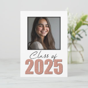 Rose Gold Glitzer Class of 2025 Foto Open House Einladung