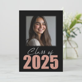 Rose Gold Glitzer Class of 2025 Foto Open House Einladung