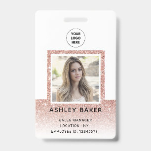 Rose Gold Glitzer Company Security ID Foto Name Ausweis