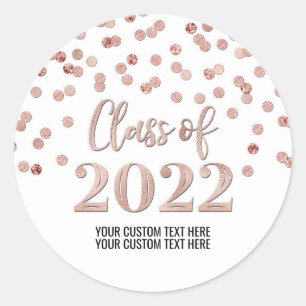 Rose Gold Glitzer Confetti Abschluss 2022 Runder Aufkleber