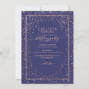 Rose Gold Glitzer Confetti Border Geburtstag Einladung