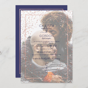 Rose Gold Glitzer Confetti Border Wedding Einladung