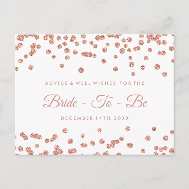 Rose Gold Glitzer Confetti Bridal Beratung Hinweiskarte (Vorderseite)