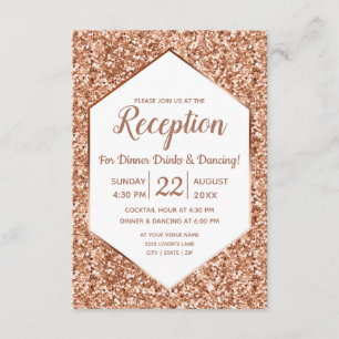 Rose Gold Glitzer Confetti Glam Hochzeitsempfang Einladung