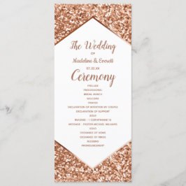 Rose Gold Glitzer Confetti Glam Wedding Programm
