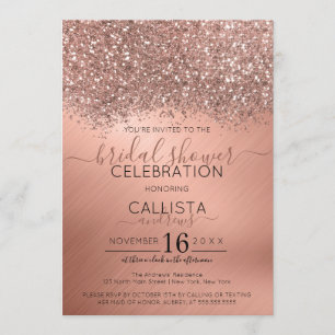 Rose Gold Glitzer Confetti Metallic Brautparty Einladung