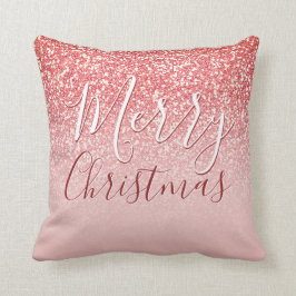 Rose Gold Glitzer Coral Ombre Frohe Weihnachten Kissen