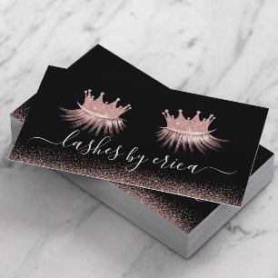 Rose Gold Glitzer Crown Eyelash Diva Lashes Visitenkarte