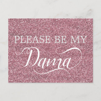 Rose Gold Glitzer Dama Quinceanera Dama Vorschlag Einladungspostkarte