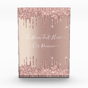 Rose Gold Glitzer Desktop-Zubehör und benutzerdefi Fotoblock