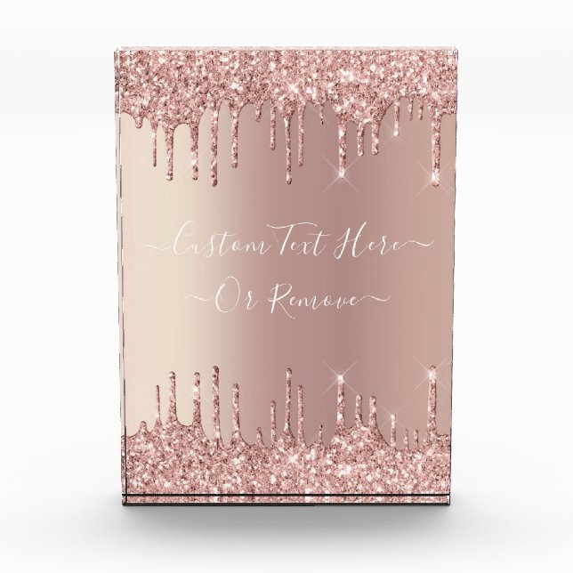 Rose Gold Glitzer Desktop-Zubehör und benutzerdefi Fotoblock (Vorderseite)