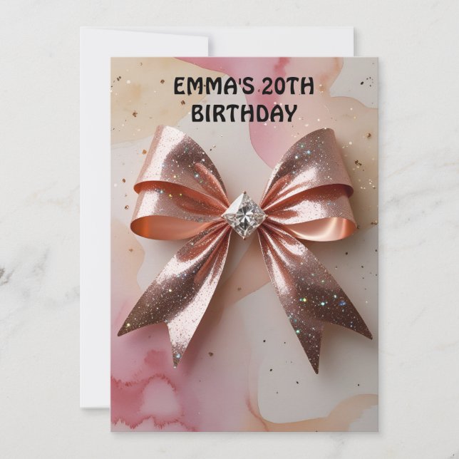 Rose Gold Glitzer Diamantbogen Geburtstag Einladung (Vorderseite)