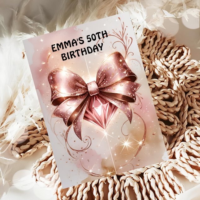 Rose Gold Glitzer Diamantbogen Geburtstag Einladung (Von Creator hochgeladen)