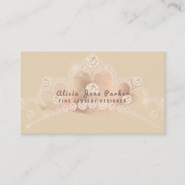 Rose Gold Glitzer Diamanten Schmuck Designer Visitenkarte (Vorderseite)