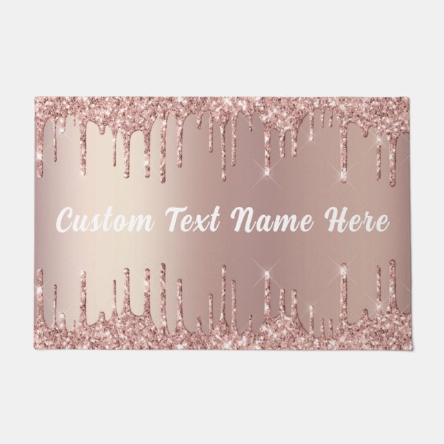 Rose Gold Glitzer Doormat mit benutzerdefiniertem  Fußmatte (Vorderseite)