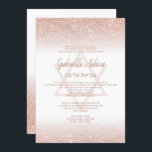 Rose Gold Glitzer Drehbuch mädchenhaft weißen Bat  Einladung<br><div class="desc">Rose Gold Typografie und Rose Gold Glitzer ombre rot Rosa Bat Mitzvah Party Einladung auf bearbeitbaren Weiß. Hebräischer Name hinzufügen oder löschen</div>
