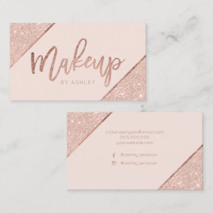 Rose Gold Glitzer Drehschrift Schwarze Make-Make-u Visitenkarte