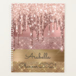 Rose Gold Glitzer Driving Gold Stripes Monogramm Planer<br><div class="desc">Moderne, luxuriöse, Rose Gold Glitzer Tropfen auf Gold und Rose golden Farbe Glitzer Streifen maßgeschneiderte mit Monogramm Planer. Dieses Design bietet Imitate glänzende Streifen Glitzer und gebürstetes Metall in Gold, und rot rosa Rosa Rosa Farbe Glitzer mit Namen oder Monogramm Text Vorlage. Über leicht rot Rosa und Rose Gold Glitzer...</div>