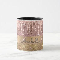 Rose Gold Glitzer Driving Gold Stripes Monogramm