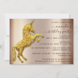Rose Gold Glitzer Einhorn Einladung