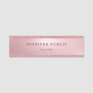 Rose Gold Glitzer Elegante Berufliche Moderne Namensschild