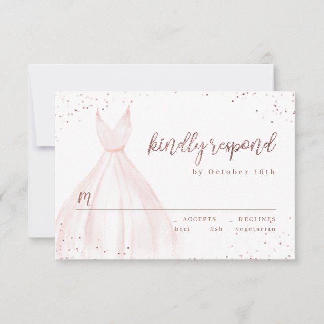 Rose Gold Glitzer Elegante Frische Pasta machen Ro RSVP Karte (Vorderseite)