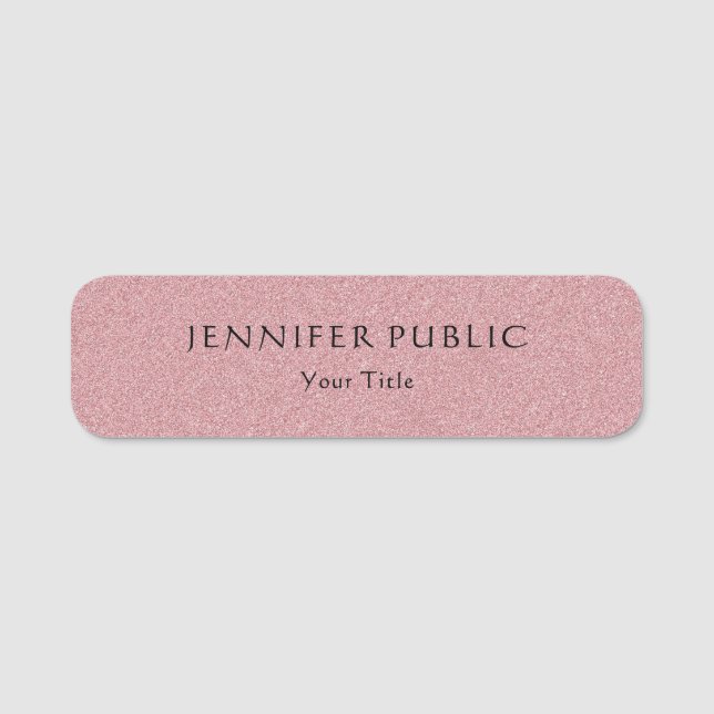 Rose Gold Glitzer Elegante Moderne Beruflich Namensschild (Vorderseite)