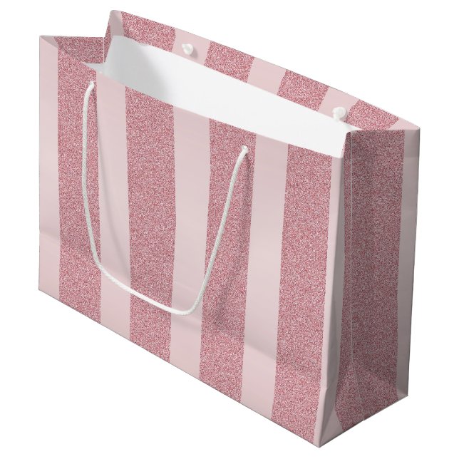 Rose Gold Glitzer Elegante moderne Vorlage Trendy Große Geschenktüte (Vorderseite Schrägansicht)
