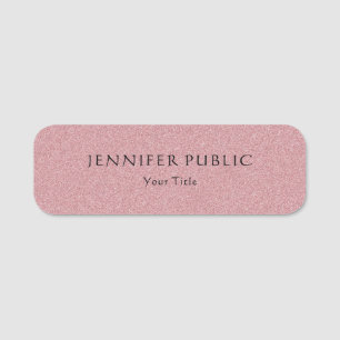 Rose Gold Glitzer Elegante moderne Vorlage Trendy Namensschild