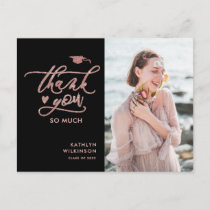 Rose Gold Glitzer Eleganter Abschluss Vielen Dank Postkarte