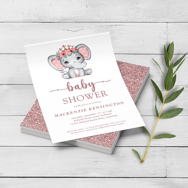 Rose Gold Glitzer Elephant Baby Girl FLYER (Von Creator hochgeladen)