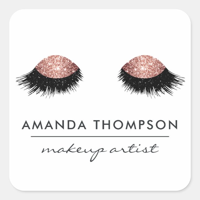 Rose Gold Glitzer Eyes Quadratischer Aufkleber (Vorderseite)