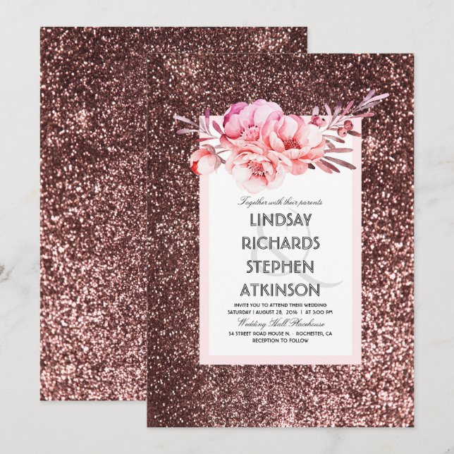 Rose Gold Glitzer Fantastische Weihnachtsfeier Einladung (Vorne/Hinten)