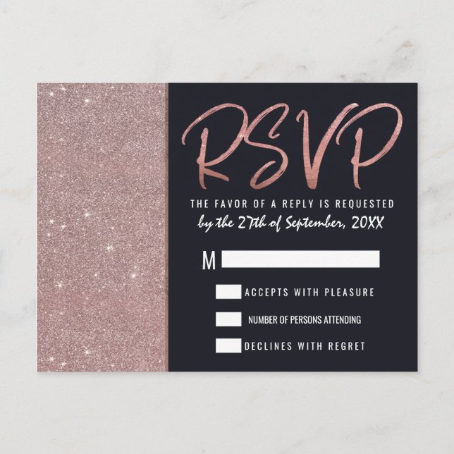 Rose Gold Glitzer Farbblock UAWG Einladungspostkarte (Vorderseite)