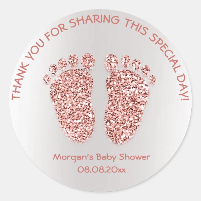 Rose Gold Glitzer Feet Baby Dusche Gefallen Vielen Runder Aufkleber (Vorderseite)