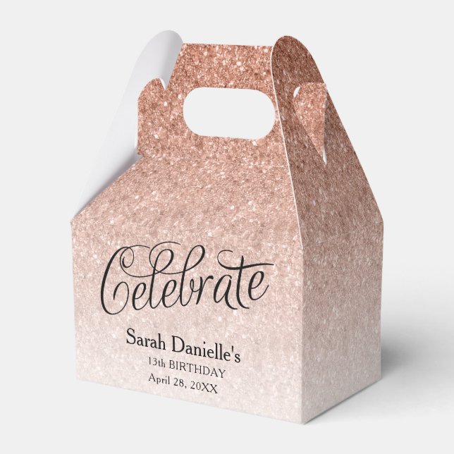 Rose Gold Glitzer feiert Geburtstag Geschenkschachtel (Vorderseite)