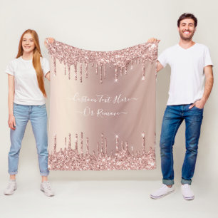Rose Gold Glitzer Fleece Blankon mit benutzerdefin