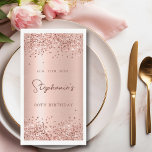 Rose Gold Glitzer Foil 80th Birthday Monogram Serviette<br><div class="desc">Elegante moderne Sparkle Rose Gold Glitzer Personalisiert Monogram Name 80. (oder JEDES Alter) Geburtstagsparty Papier Handtücher. Dieses weibliche Geburtstags-Party mit Monogram-Name in einem stilvollen handgeschriebenen Kalligrafieschrift und Datum und Alter auf rot rosa oder Rose goldfarbenen Imitaten aus metallischer Folie mit lockerer Glam Glitzer-Rahmen. Ideal für einen weiblichen Erwachsenen oder einen...</div>